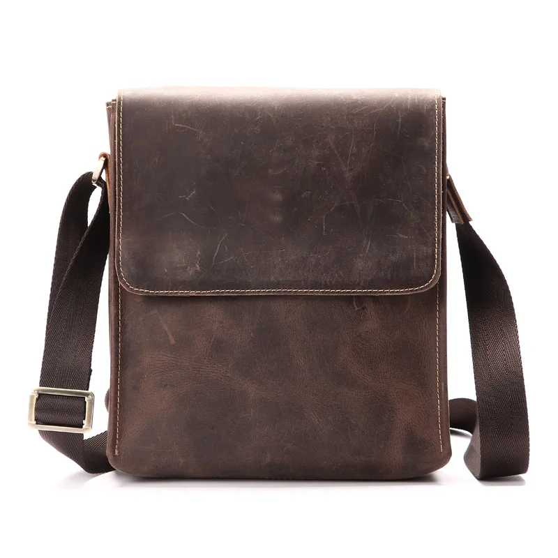 Genuine Leather Messenger font b Bag b font for font b Men b font Crazy Horse