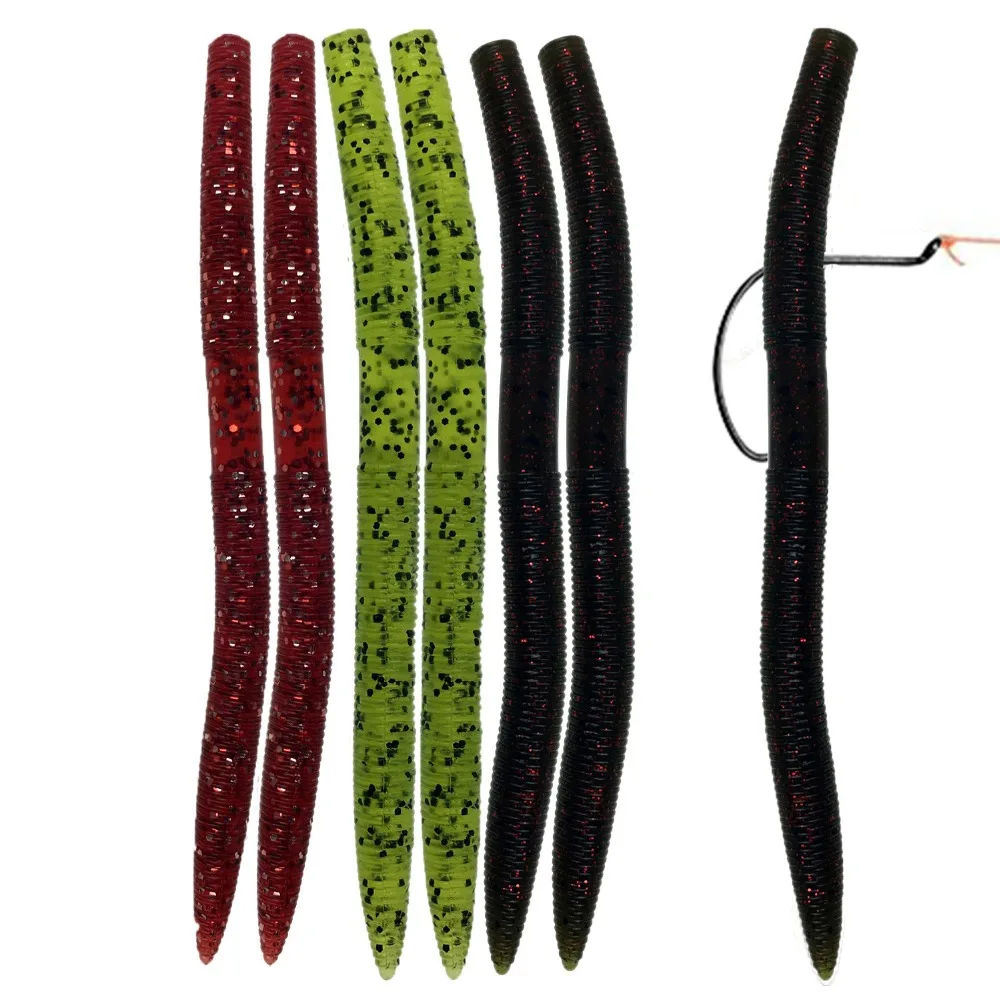 3Pcs 14cm Soft Lures Wacky Rig Worms Lure Soft Artificial Bait Drop