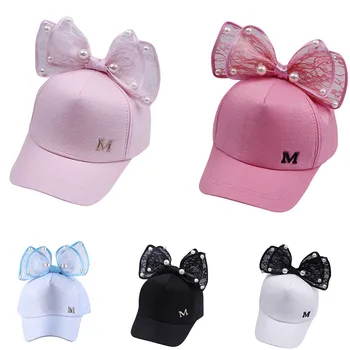 

Cute Baby Hat Spring Summer Baby Girl Pearl Bowknot Hat Peak Streak M Baseball Cap Kids Hat Girls Sun Hats for Children