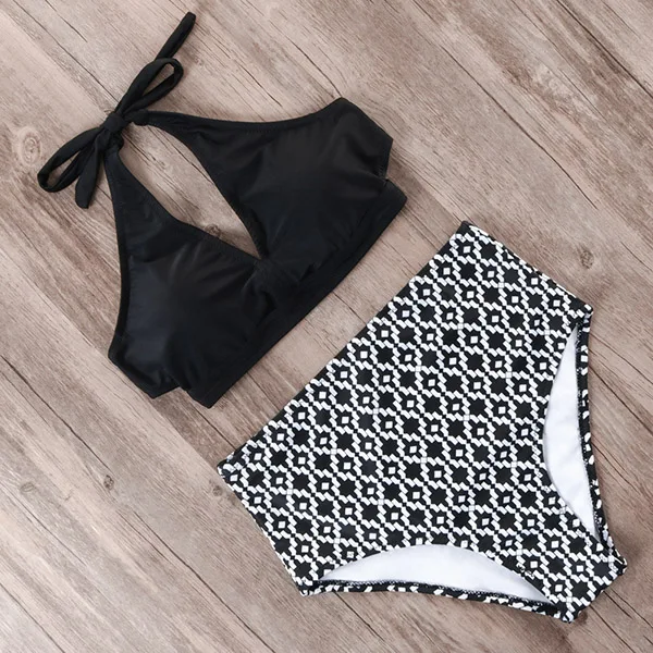 B3557BW RXRXCOCO, бикини,, Mujer, новинка, сексуальный купальник для женщин, высокая талия, купальник, пуш-ап, бандаж, купальник, с рисунком, бикини, набор - Цвет: B3557BW