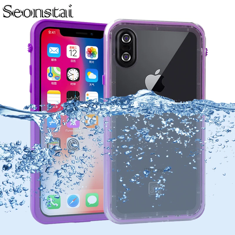 

360 Full Protector for Apple iPhone X Case Clear Back Swimming Diving Cover for iPhone 7 8 Plus Watertight Waterproof Coque