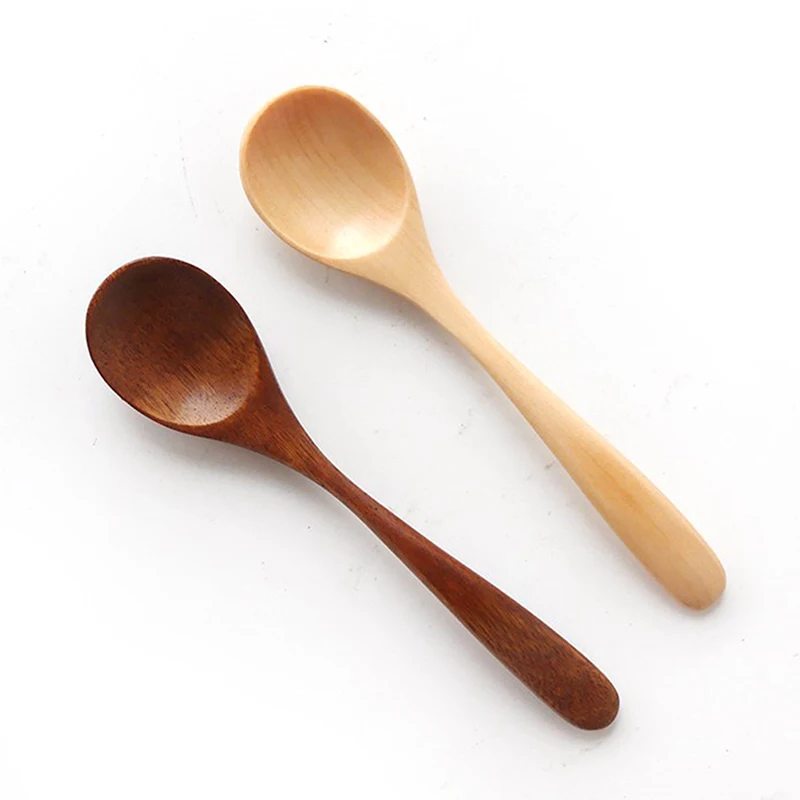 13*3cm Natural Wooden Honey Spoon Tableware Children Kitchen Healthy Wood Soup Rice Spoonin