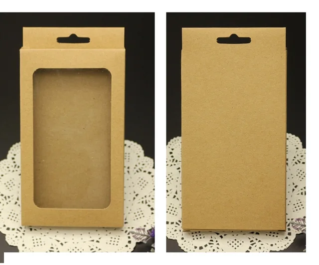 180pcs Blank brown paper packing box with clear plastic