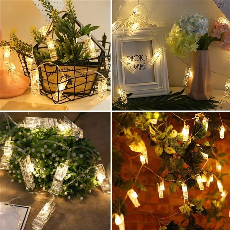 Lights Led String Photo Clip String Lights Photo Peg Clip String Light Party Wedding Decoration Fairy Lights Battery 35DC34