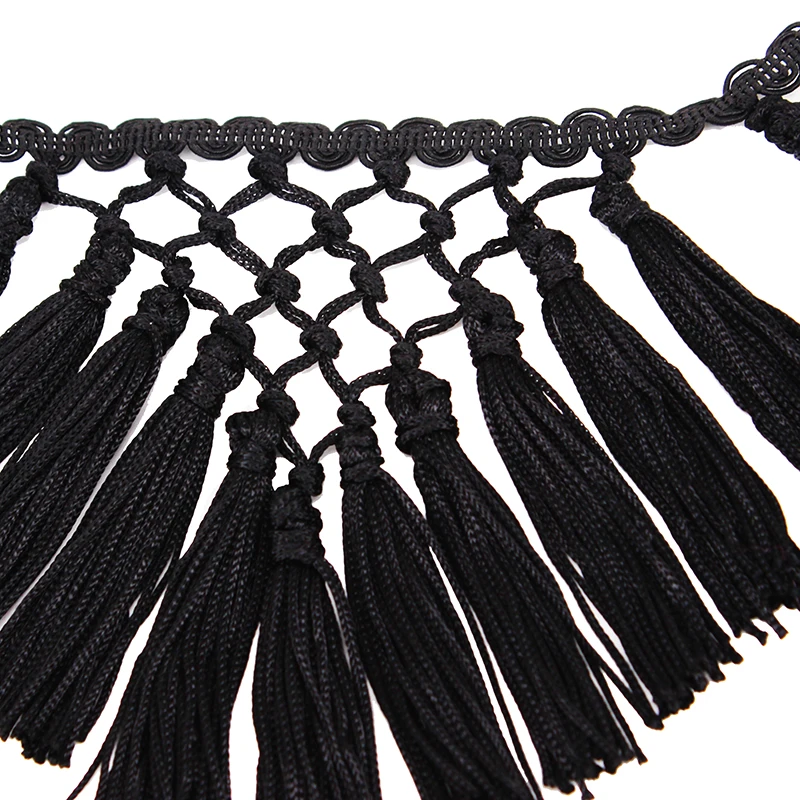 5yard Black Braided Fringe Tassel Trimming Venice Lace Ribbon Trim