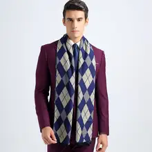 Fashion Rhombus Foulard Men Scarf Luxury Brand Winter Cotton Tartan Business Scarves YJWD359
