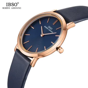 IBSO Women's Wrist Watch Ultra-Thin Quartz Simple Causal Female Clock Watches Montre Femme Leather Strap Watch Relogio Feminino 2020 hot fashion quartz watch women watches female clock montre femme relogio feminino girl wristwatch couple alloy mesh relojes