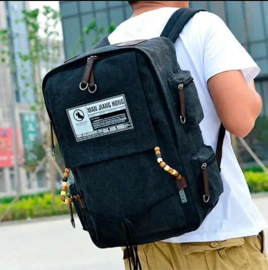 

2017new Fashion Zipper Solid Beadings Casual Bag Male Backpack Function School Bag Canvas Bag Designer Backpacks