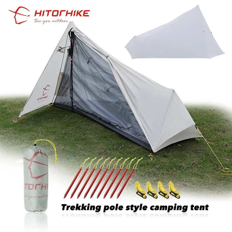 Trekking pole style camping tent 1