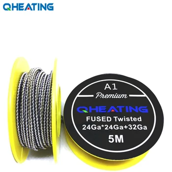 

Qheating 5m/roll Premium A1 Fused Clapton wire 2pcs Twisted+wraping 32ga for RDA RBA Rebuildable Atomizer eciga heating cois