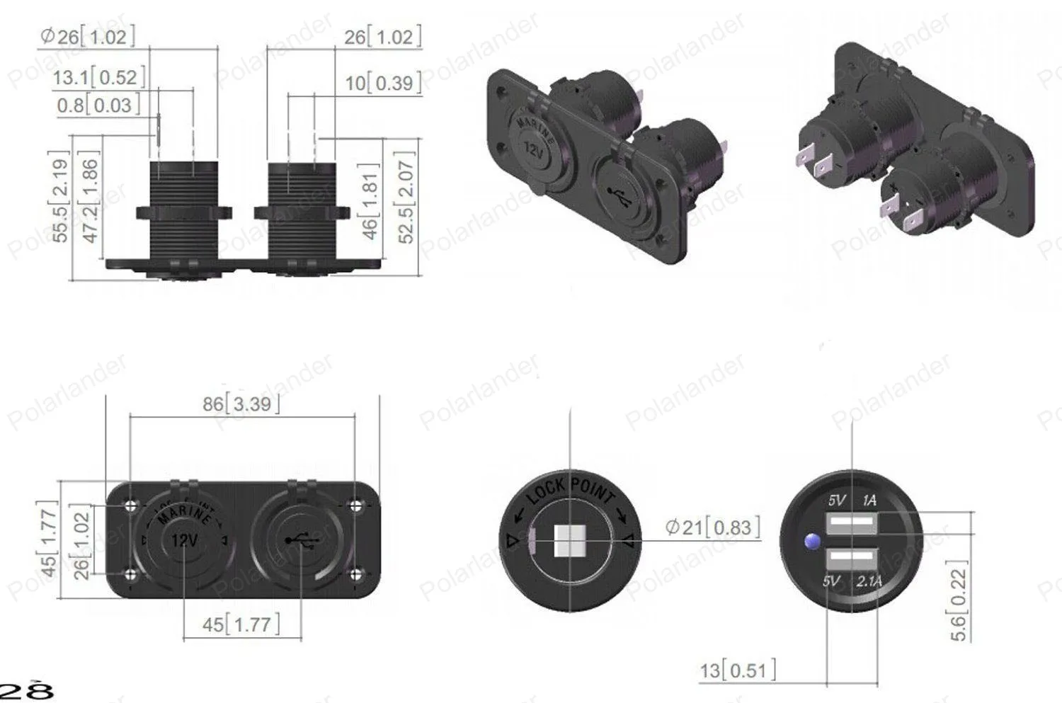 Автомобиль Прикуривателя Splitter Гнезда 12 В Аксессуар Двойной USB 2.1A 1A Адаптер Питания Зарядное Устройство