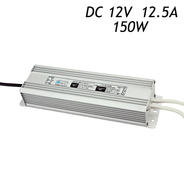 

2pcs/lot 12V 12.5A 150W Waterproof Transformers Driver for LED Strip AC-220-240V To DC12V Switching Power Supply IP67