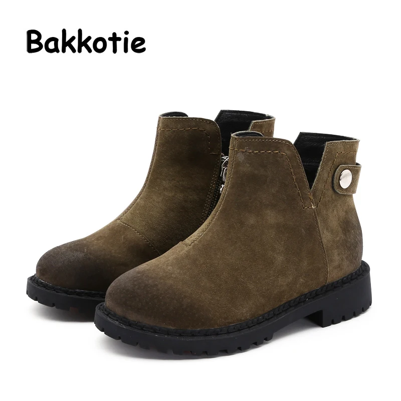 

Bakkotie 2018 Winter New Fashion Pigskin Children Black Warm Shoes Baby Girl Genuine Leather Boots Kid Boy Brand Soft Ankle Shoe
