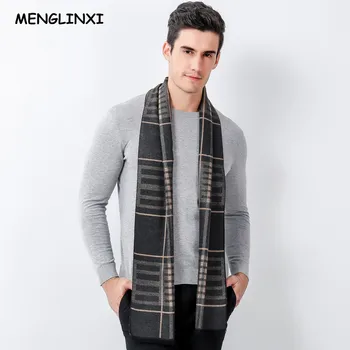 

Brand Design Striped Scarf Men Cashmere Scarves Winter Warm Luxury Shawl Wrap Man Business Scarf For Father Best Gifts