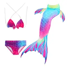 3 шт., купальник с рыбьим хвостом, с рисунком, детские купальники, комплект бикини, костюм, реквизит для фотосессии, подарок для детей