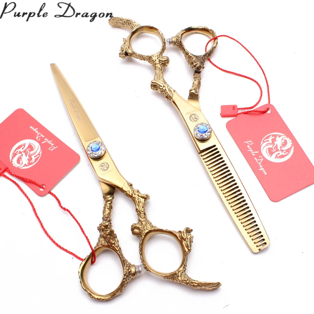 

5.5" 6" 440C Gold Color Dogs Scissors Straight Scissors Thinninng Shears Pets Scissors Animal Shears Puppy Grooming Shears Z9005