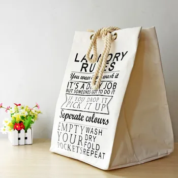 

Canvas Laundry Fabric Storage Basket Zakka Canvas Storage Baskets Foldable Grocery Kids Toy Doll Storage Bags