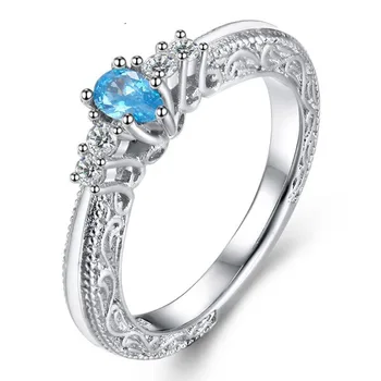 

49% Big Promotion choucong Vintage Jewelry 925 Sterling Silver 5A Blue CZ Zirconia Sexy Party Women Wedding Band Heart Ring Gift