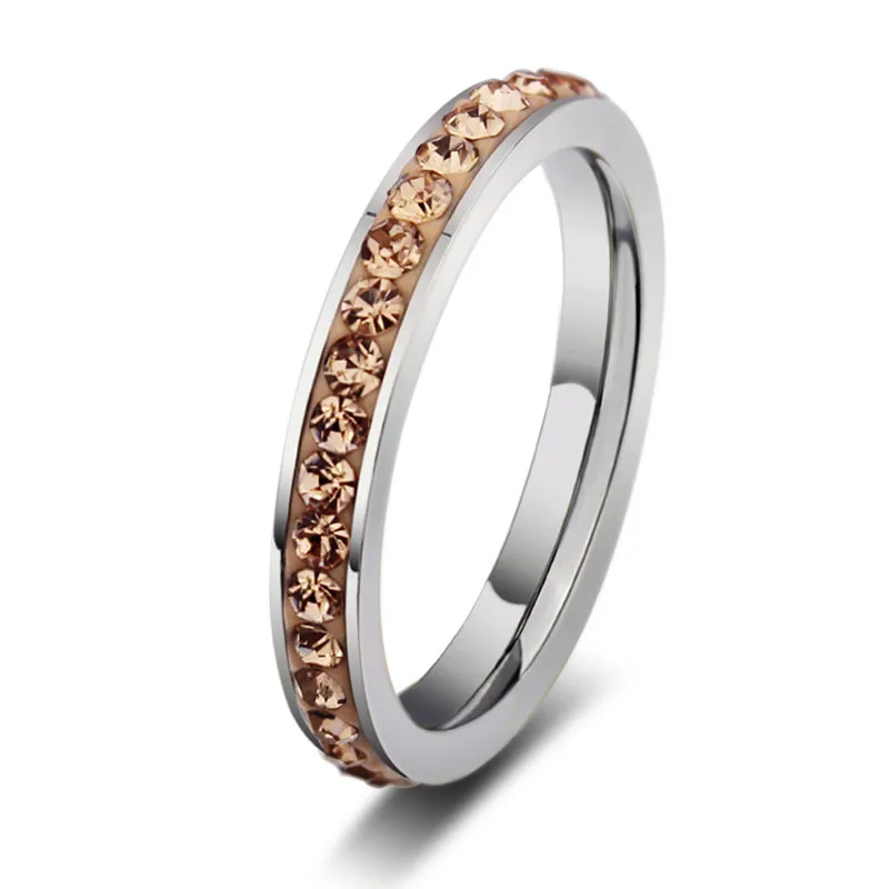 

Trendy Black Lovers Single Row Ring Midi Crystal Stone Stainless Steel Ring For Women Proposal Gift Party Drop Ship