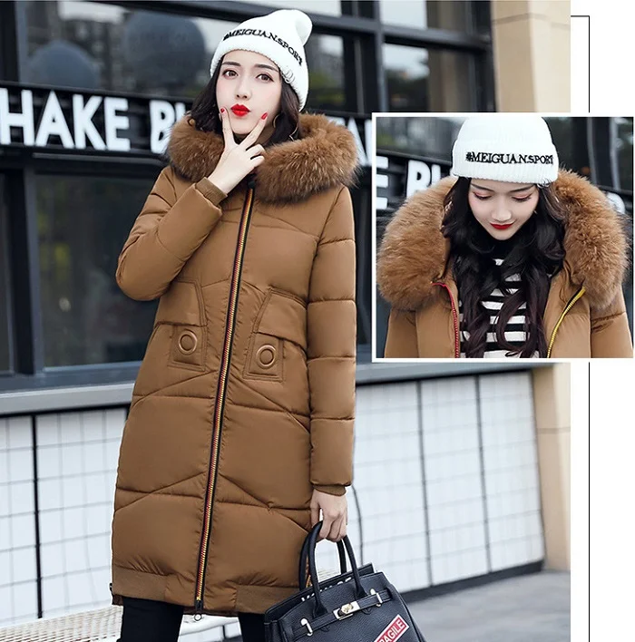 2017 New winter coat women long jacket Collar Hooded Woman Parka Womens cotton padded Coats Thick Jacket+11