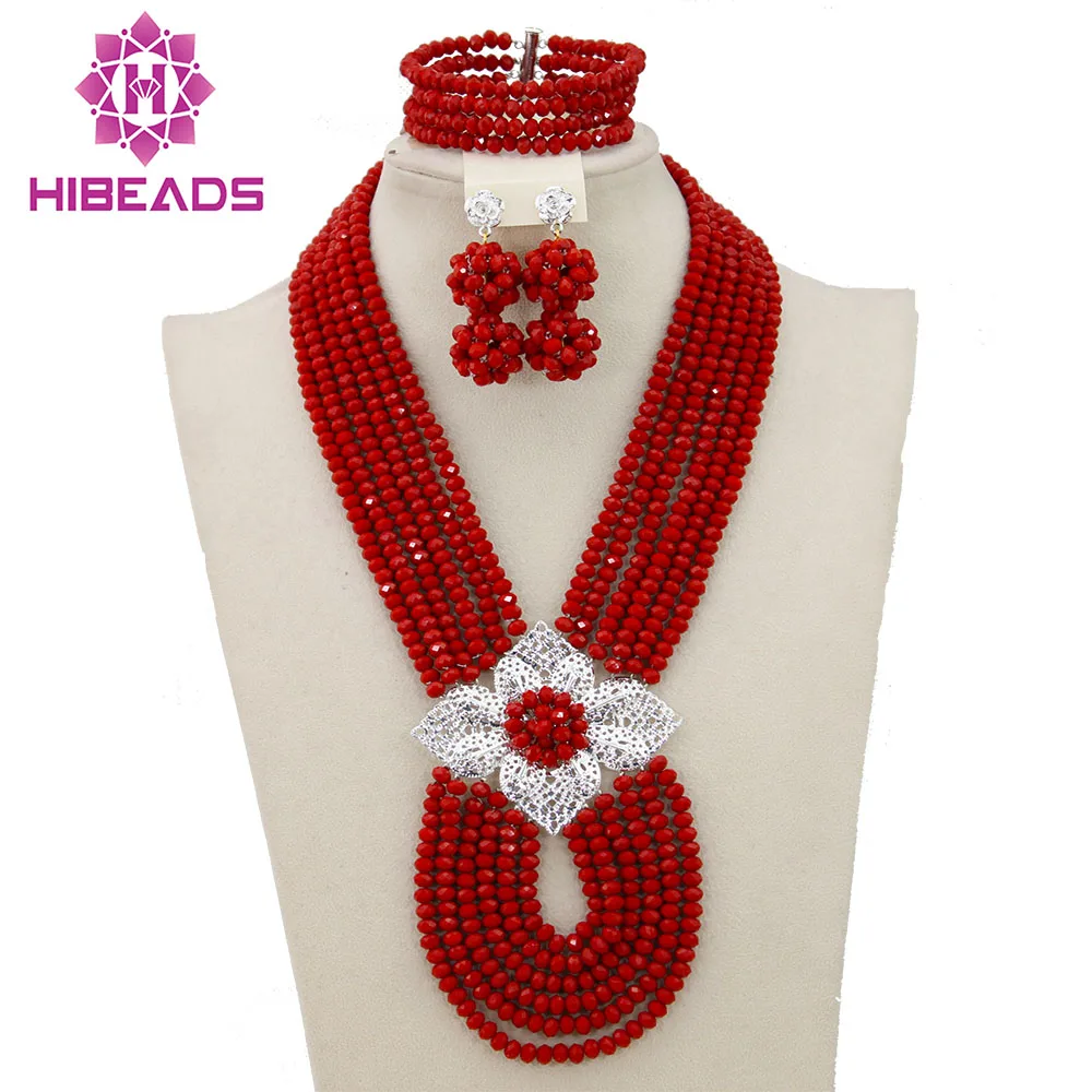 laanc Nigerian Wedding African 10Layers Opaque Red and White Crystal Beads Bridal Jewelry Sets LCF098 laanc Nigerian Wedding African 10Layers Opaque Red and White Crystal Beads Bridal Jewelry Sets LCF098