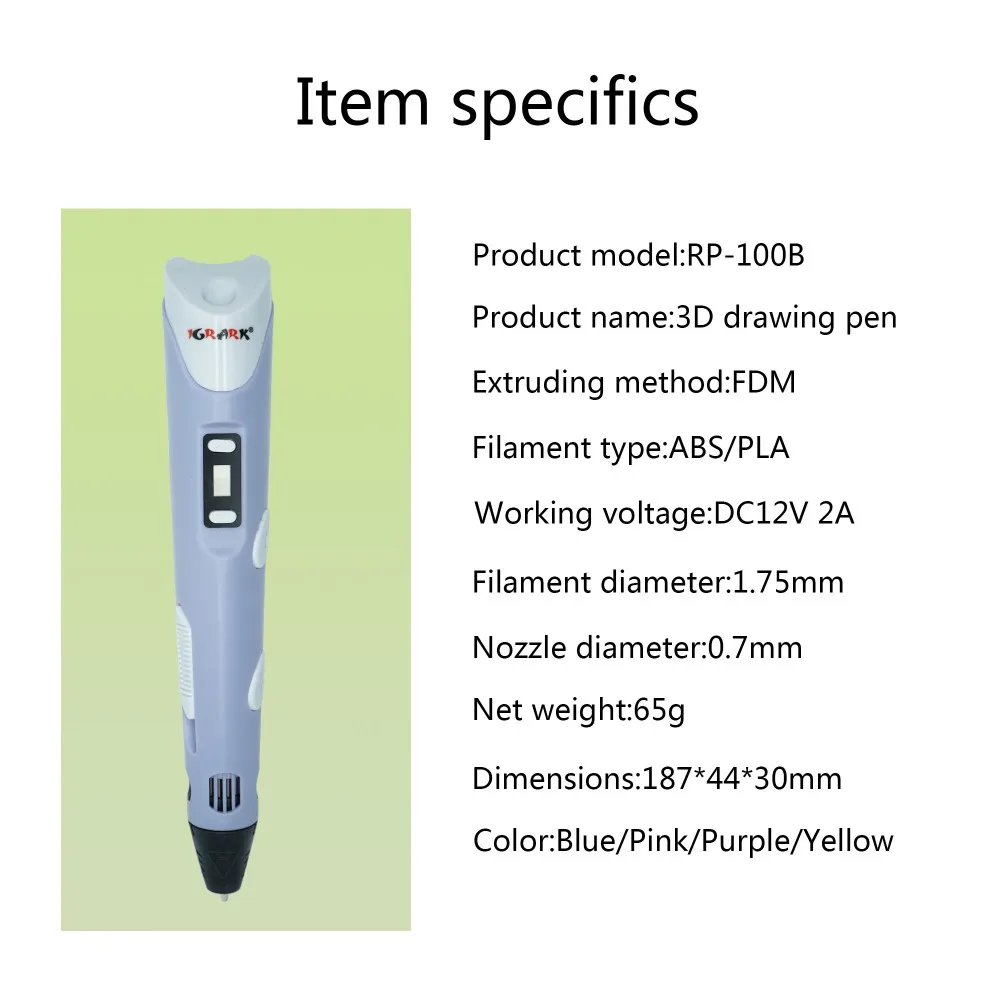 Оригинальная 3d-ручка IGRARK 2-го поколения, RP-100B с ABS/PLA нитью, ЖК-дисплей, детская ручка для самостоятельной Печати, рождественский подарок