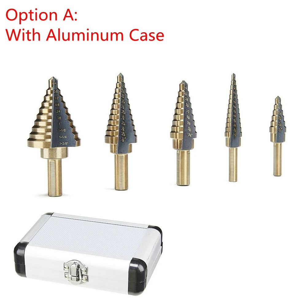 5Pcs Step Drill Bit Set 50 Sizes Bits Center Drill Perforator Hole Cutter Tools