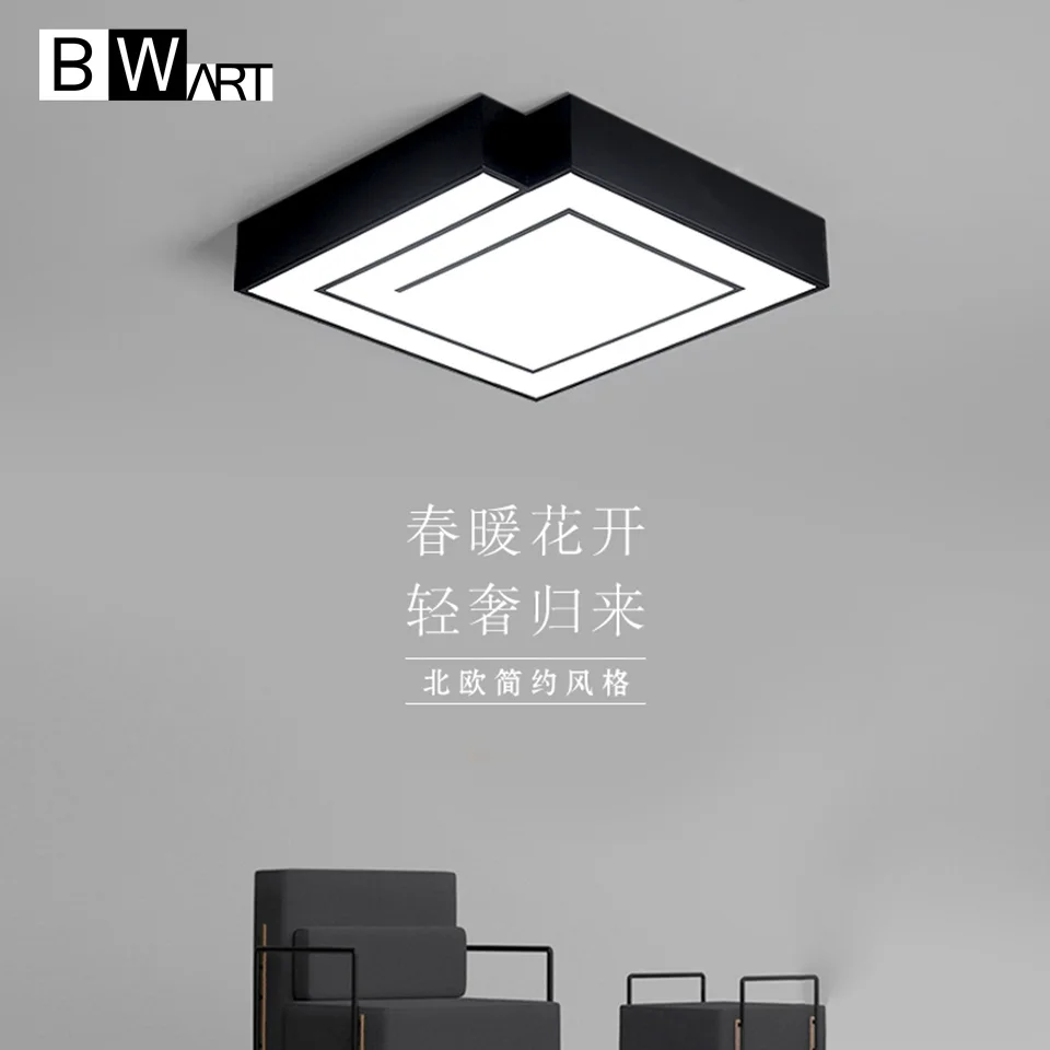 

BWART Black White Modern led Ceiling light Remote Ceiling lamp Square surface mounted abajour luminaria luster for bedroom