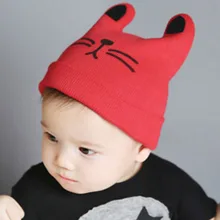 

2017 hot baby Newborn boy girl baby knitting wool cat cap ski cap thick warm color more affordable mz9-2