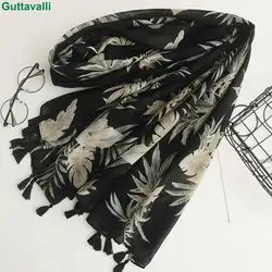 Guttavalli Для женщин Мода оливковых листьев Ленточки длинный платок женские мягкие Цветочный принт обертывания Chevron солнцезащитный крем