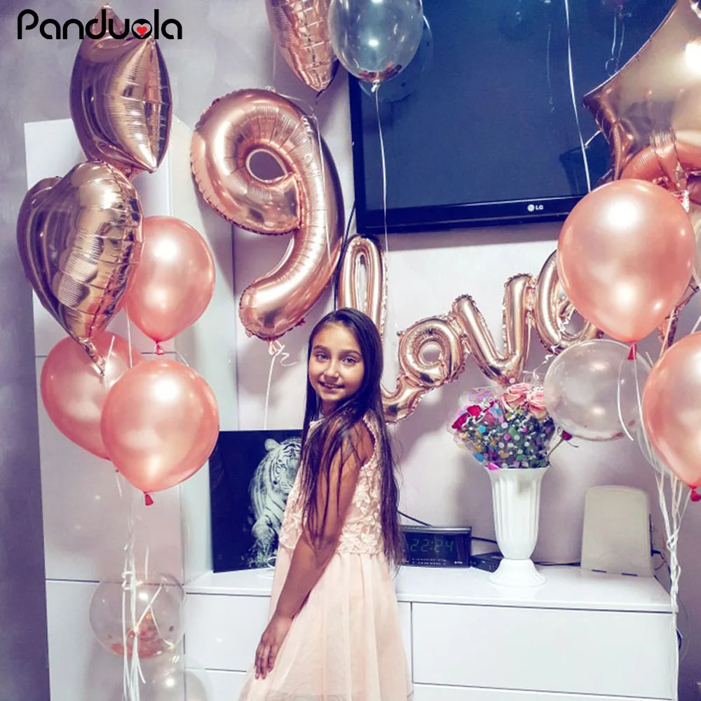 letter balloons gold rose gold pink  Number Balloons birthday party decorations kids Air Balloons ball figure anniversaire