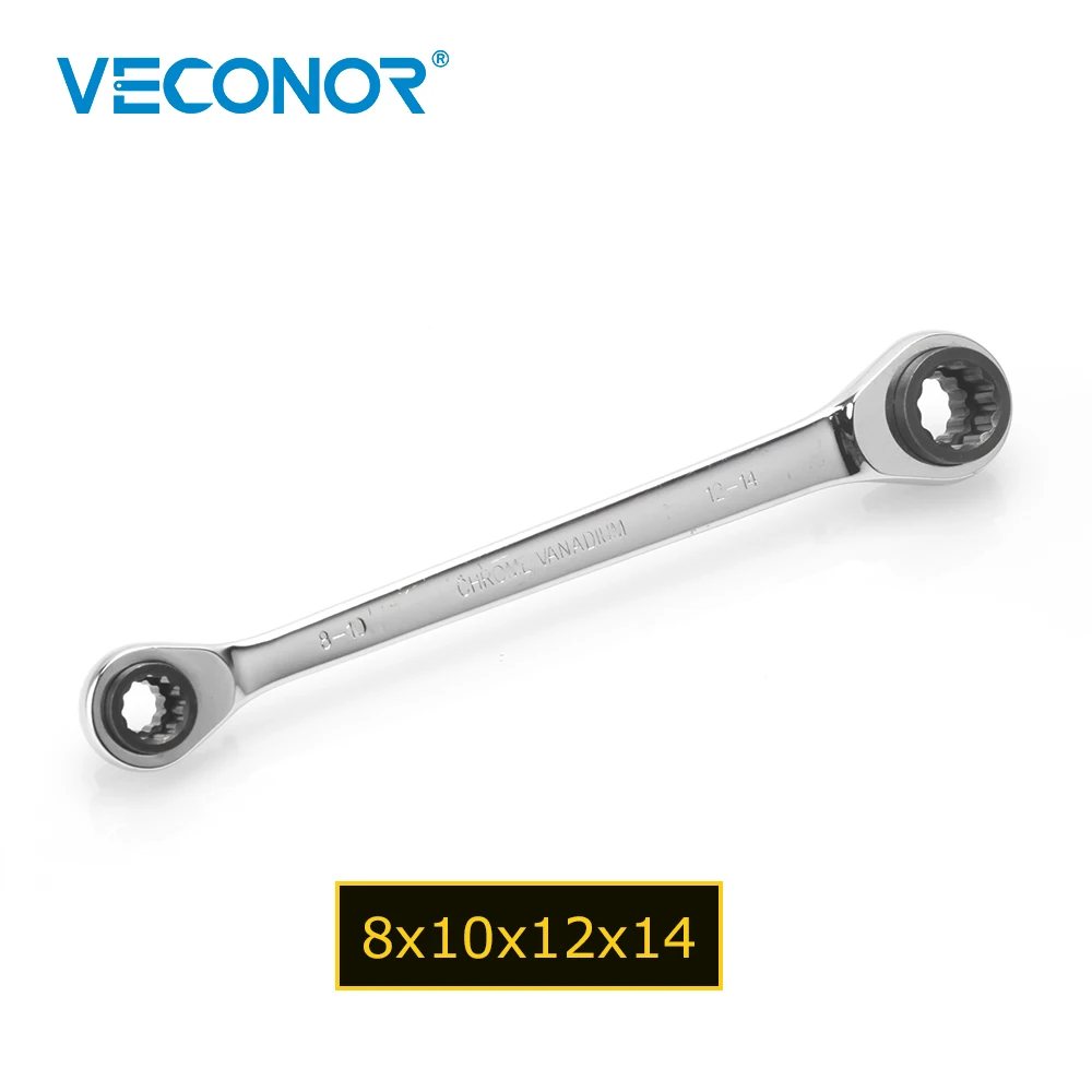 Профессиональный двойной Трещоточный ключ Veconor 72T гаечный 4 в 1 8x10x12x14mm|spanner