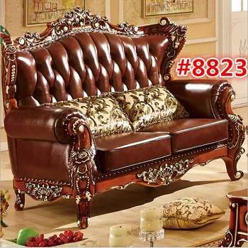 

Solid teak wood carving sofa two seater luxury sofa 8823