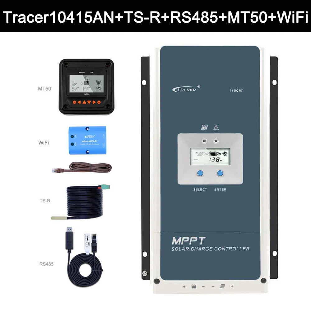EPever MPPT контроллер солнечного заряда 100A 12 В 24 в 36 в 48 в для макс. 150 в солнечная панель Вход Подсветка ЖК солнечное управление зарядное устройство WiFi - Цвет: Set 4