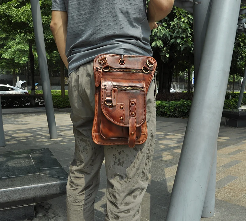 الأصلي جلدية متعددة الوظائف الرجال الكتف Crossbody حقيبة ساعي السفر هوك حزام الخصر حزمة جراب هاتف حقيبة متدلية من الوسط على الساق 2141bu