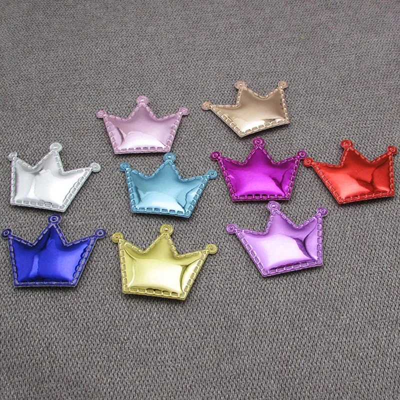 

50Pcs Shiny PU patches Padded Felt heart star crown garment appliques for decoration DIY hair accessories