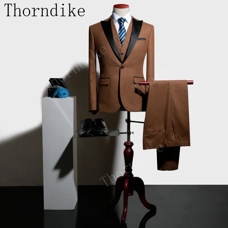 Новинка 2018 Thorndike 6 цветов 3 шт. облегающие костюмы мужские коричневый деловой