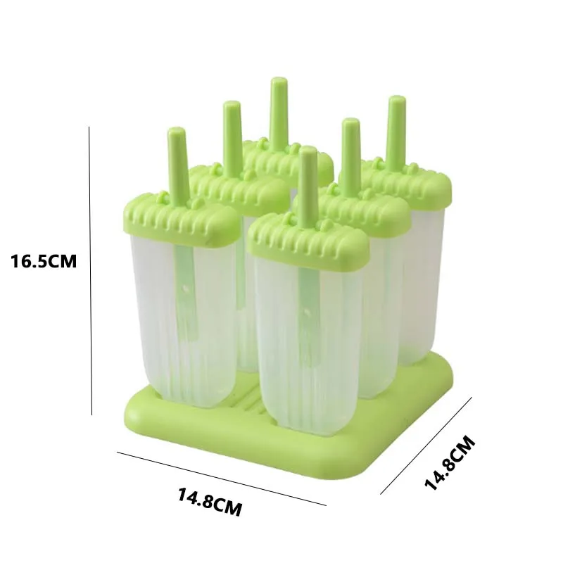 Summer Ice Cream Tubs 6Pcs Popsicle Mold Cooking Tool Rectangle Shaped Reusable Eco-Friendly Creative DIY Pop Baking Moulds