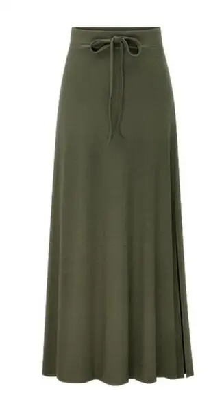 Army Green Осенняя повседневная юбка длиной до щиколотки, Женская юбка большого размера с высокой талией, на шнуровке, юбка-карандаш с разрезом сбоку, тонкая юбка на бедрах для девушек, летняя - Цвет: Army Green