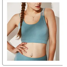 Спортивный бюстгальтер для йоги, женский спортивный бюстгальтер с двойным плечевым ремнем, спортивный жилет для фитнеса, красивое Спортивное нижнее белье