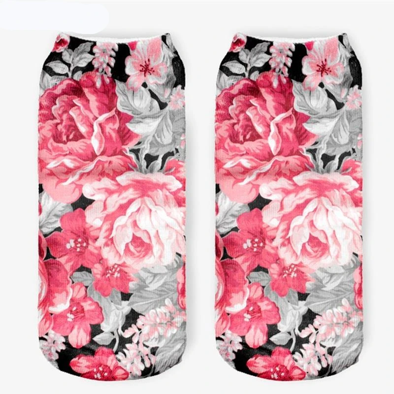 Женские винтажные носки до щиколотки с цветочным 3D принтом|low cut ankle socks|full print