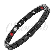 Channah 2017 Mujeres 4in1 20 unids Imán-he Ion Germanio Infrarrojo Lejano Todo Negro Pulsera de Acero Inoxidable envío Gratis