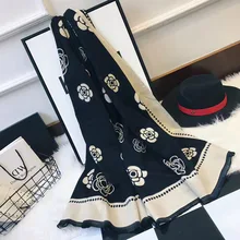 

New Women Winter Cashmere Scarves High-quality Camellia Floral Print Cashmere Scarf Lady Shawl Thick Warm Pashmina Women Wraps