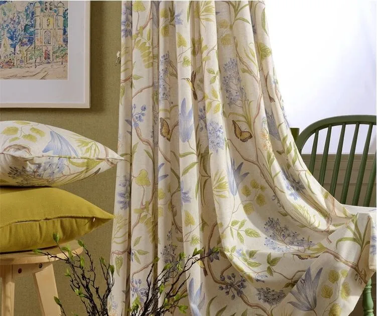 Fashion American Style Window Blakout Curtain for Living Room Bedroom Kitchen Treatments Cotton Linen Fabric Draperies