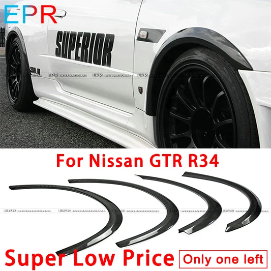 

For Nissan R34 GTR Superior AC Style Carbon Fiber Fender Flares 4Pcs Body Kit Car Tuning Part For Skyline R34 Fender Flare