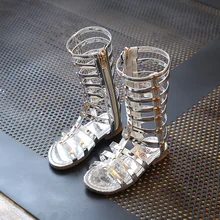 J ghee 2017 d’été nouvelle mode filles sandales de style romain gladiateur Chaussures Pour Enfants Lumineux Peau Avec Étoiles Enfants Chaussures 26-35