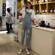 Весенне-летние брюки в Корейском стиле; брюки до щиколотки; тонкие джинсы; женские комбинезоны