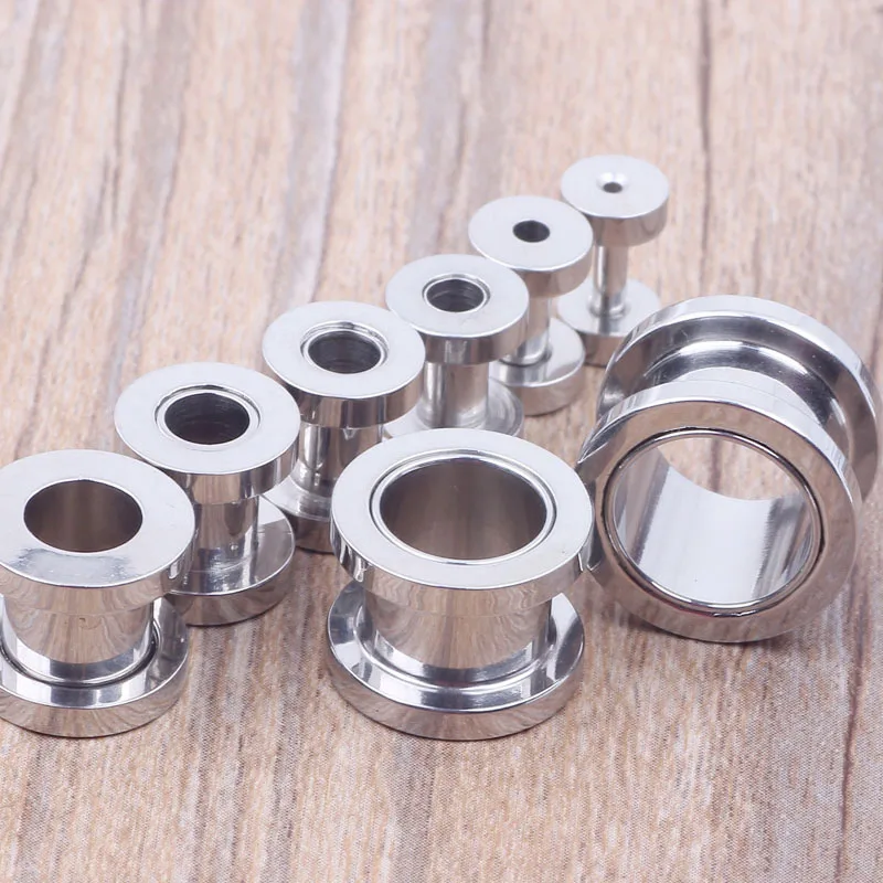 

Free Shipping Mix 8 Size 100 pcs Stainless Steel Body Jewelry Screw Flesh Tunnel Ear Plug Ear Cuff Tunnel