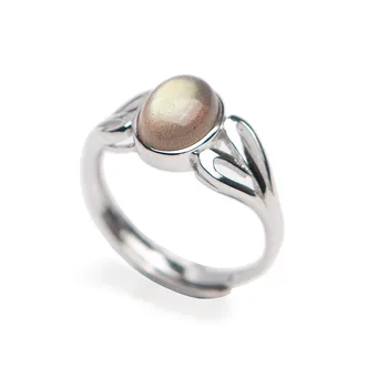 

Genuine Natural Labradorite Strong Blue Light Stone Bead Sliver Unique Design Women Ring 7*9mm