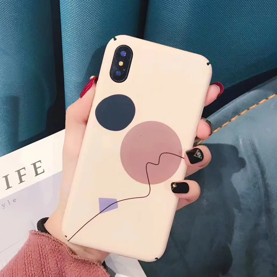 

Colorful Geometric Art Phone Case For iphone 7 7Plus 6 6S 8 Plus X Fashion Cute Abstract Pattern Print Back Cover Hard PC Cases